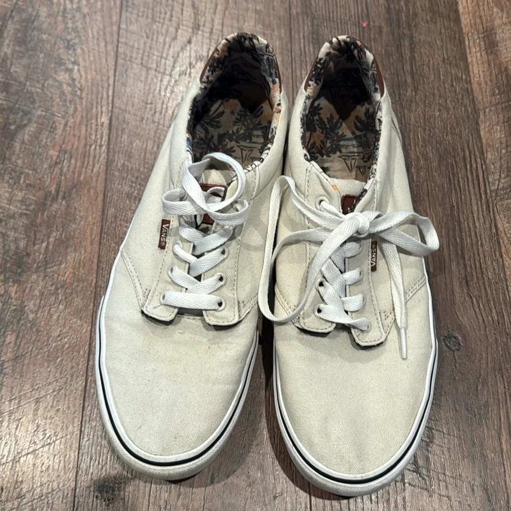 MENS VANS CREAM CANVAS SHOE